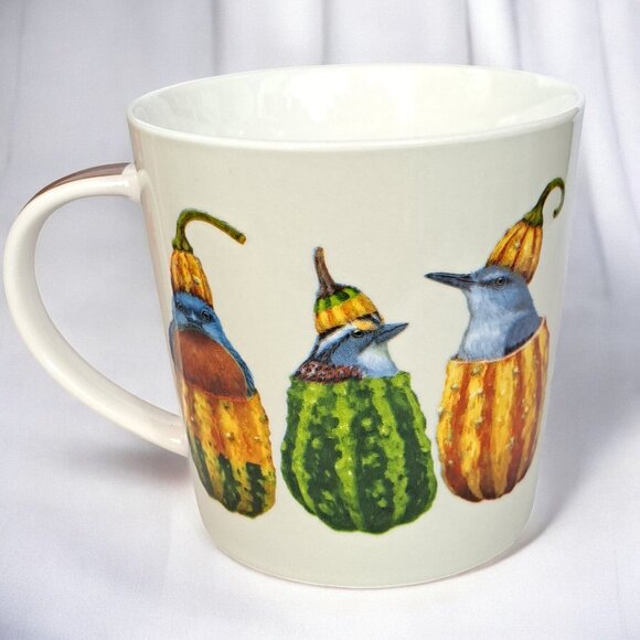 Vicki Sawyer Out Of My Gourd Birds Mug PPD Co Sparrow Mockingbird Art in box - Picture 10 of 16